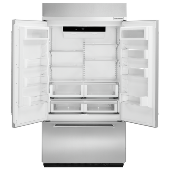 Kitchenaid® 24.2 Cu. Ft. 42 Width Built-In Stainless French Door Refrigerator with Platinum Interior Design KBFN502ESS
