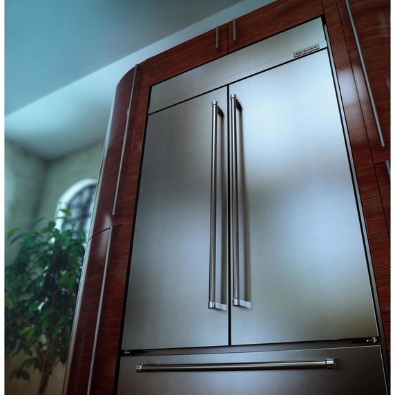 Kitchenaid® 24.2 Cu. Ft. 42" Width Built-In Stainless French Door Refrigerator with Platinum Interior Design KBFN502ESS