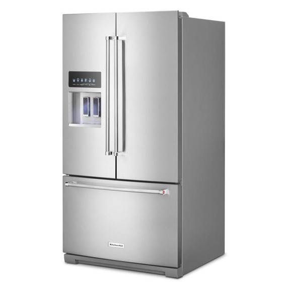 Kitchenaid® 26.8 Cu. Ft. Standard-Depth French Door Refrigerator with Exterior Ice and Water Dispenser KRFF577KPS