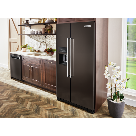 Kitchenaid® 19.9 cu ft. Counter-Depth Side-by-Side Refrigerator with Exterior Ice and Water KRSC700HBS