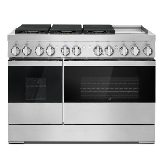 Jennair® NOIR™ 48 Dual-Fuel Professional Range with Chrome-Infused Griddle JDRP548HM