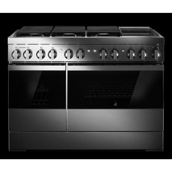Jennair® NOIR™ 48" Dual-Fuel Professional Range with Chrome-Infused Griddle JDRP548HM