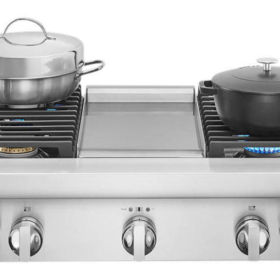Jennair® 36" NOIR™ Gas Professional-Style Rangetop with Chrome-Infused Griddle JGCP536HM