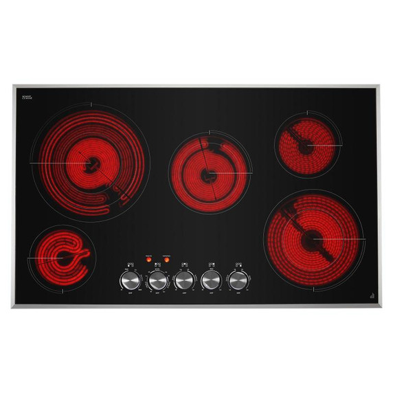 Jennair® 36" Lustre Stainless Radiant Glass Cooktop with Halo-Effect Knobs JEC3536HS
