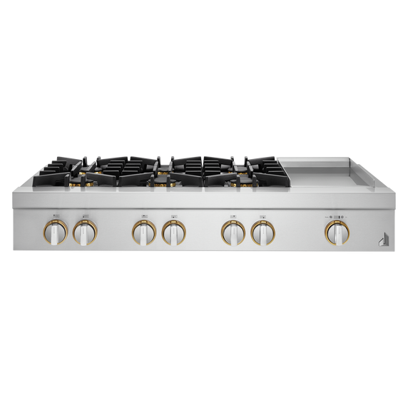 Jennair® 48" RISE™ Gas Professional-Style Rangetop with Chrome-Infused Griddle JGCP548HL