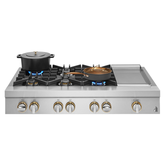 Jennair® 48" RISE™ Gas Professional-Style Rangetop with Chrome-Infused Griddle JGCP548HL