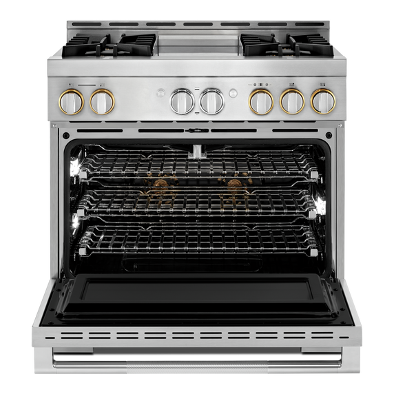 Jennair® 36" RISE™ Gas Professional-Style Range with Chrome-Infused Griddle JGRP536HL