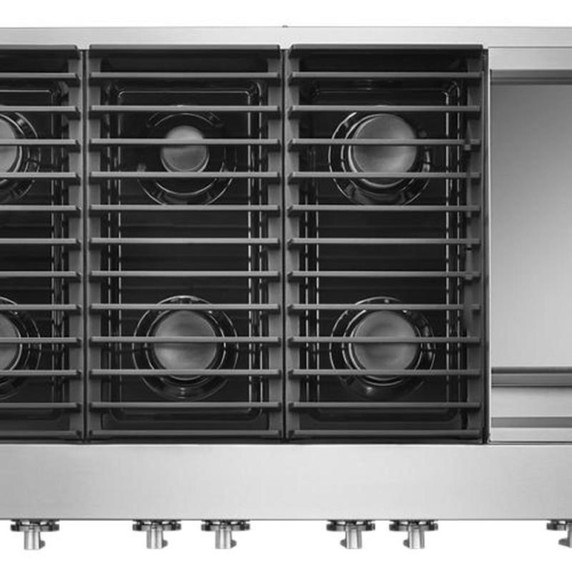 Jennair® 48" NOIR™ Gas Professional-Style Rangetop with Chrome-Infused Griddle JGCP548HM