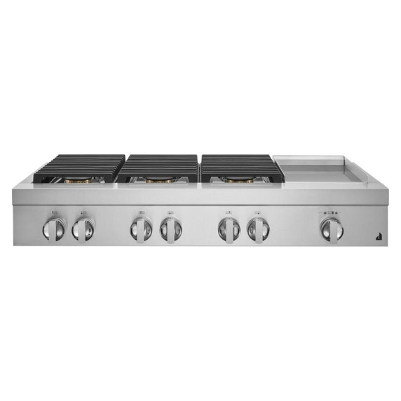 Jennair® 48" NOIR™ Gas Professional-Style Rangetop with Chrome-Infused Griddle JGCP548HM