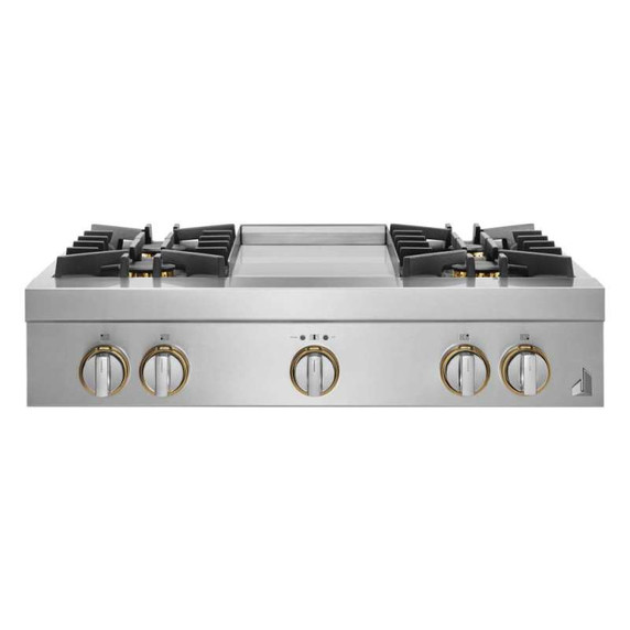 Jennair® 36" RISE™ Gas Professional-Style Rangetop with Chrome-Infused Griddle JGCP536HL
