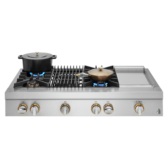 Jennair® 48" RISE™ Gas Professional-Style Rangetop with Chrome-Infused Griddle and Gas Grill JGCP748HL
