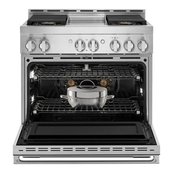 Jennair® 36" NOIR™ Gas Professional-Style Range with Chrome-Infused Griddle JGRP536HM