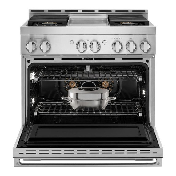 Jennair® 36" NOIR™ Gas Professional-Style Range with Chrome-Infused Griddle JGRP536HM