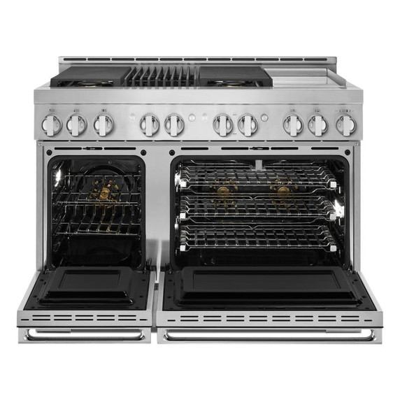 Jennair® 48" NOIR™ Gas Professional-Style Range with Chrome-Infused Griddle and Infrared Grill JGRP748HM