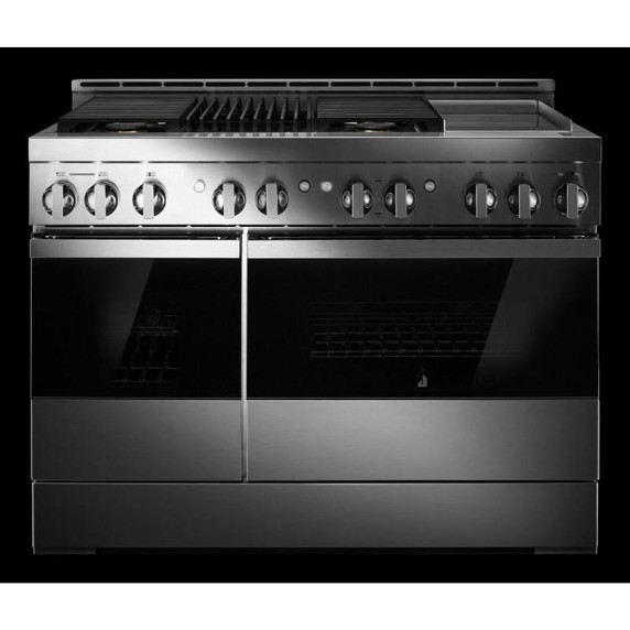 Jennair® 48" NOIR™ Gas Professional-Style Range with Chrome-Infused Griddle and Infrared Grill JGRP748HM