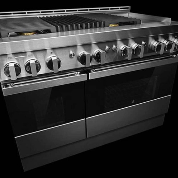 Jennair® 48" NOIR™ Gas Professional-Style Range with Chrome-Infused Griddle and Infrared Grill JGRP748HM