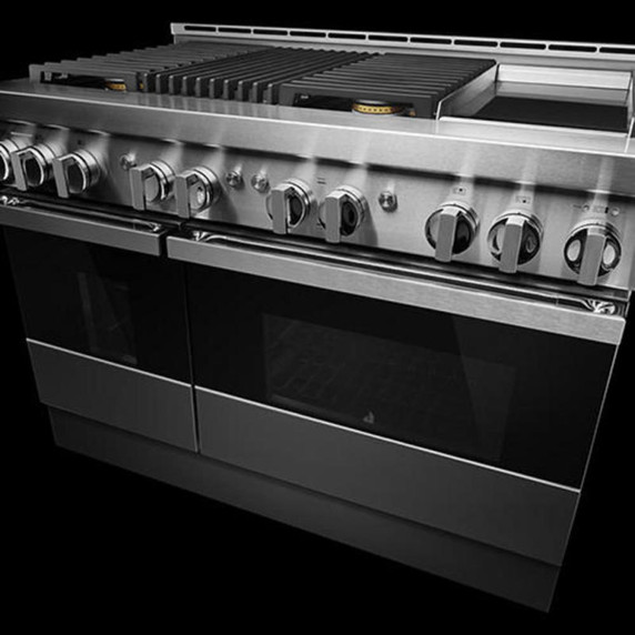 Jennair® 48" NOIR™ Gas Professional-Style Range with Chrome-Infused Griddle and Infrared Grill JGRP748HM