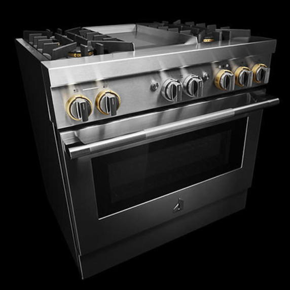 Jennair® 36" RISE™ Dual-Fuel Professional-Style Range with Chrome-Infused Griddle JDRP536HL