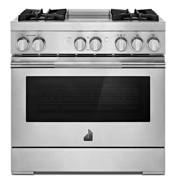 Jennair® 36" RISE™ Dual-Fuel Professional-Style Range with Chrome-Infused Griddle JDRP536HL