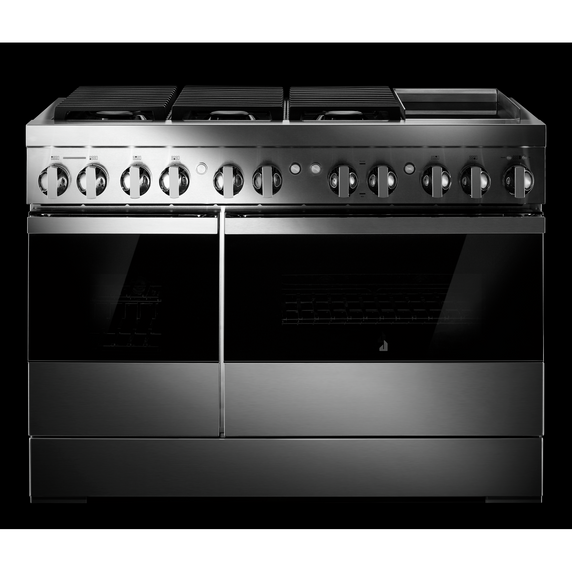 Jennair® NOIR™ 48 Dual-Fuel Professional-Style Range with Chrome-Infused Griddle and Steam Assist JDSP548HM