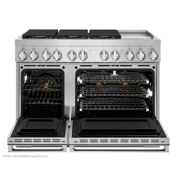 Jennair® NOIR™ 48 Dual-Fuel Professional-Style Range with Chrome-Infused Griddle and Steam Assist JDSP548HM