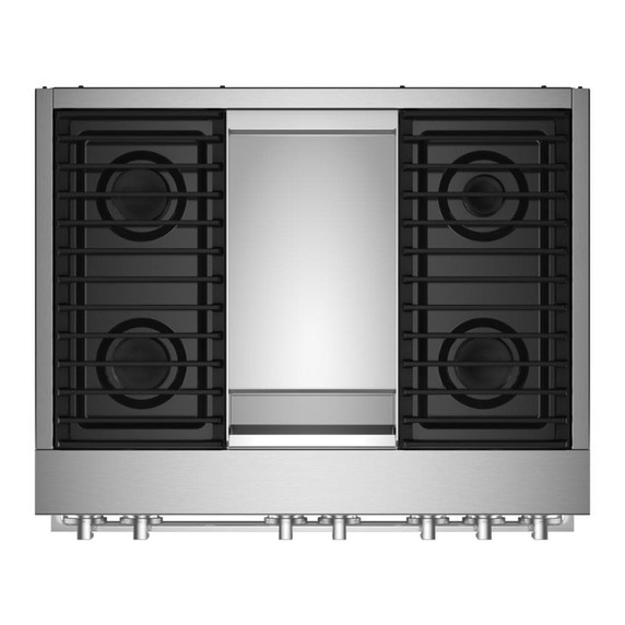 Jennair® 36" NOIR™ Dual-Fuel Professional-Style Range with Chrome-Infused Griddle JDRP536HM