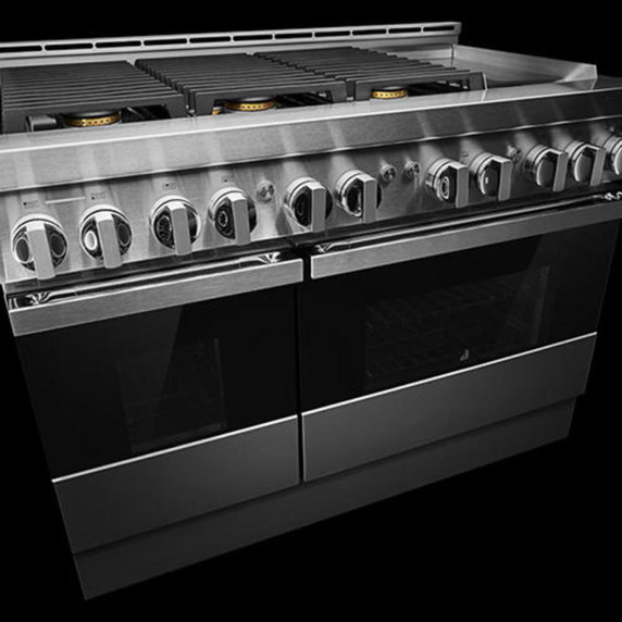 Jennair® 48" NOIR™ Gas Professional-Style Range with Chrome-Infused Griddle JGRP548HM