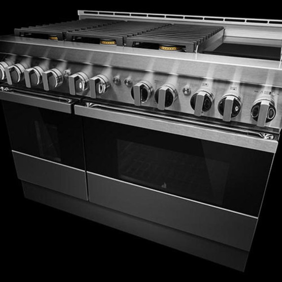 Jennair® 48" NOIR™ Gas Professional-Style Range with Chrome-Infused Griddle JGRP548HM