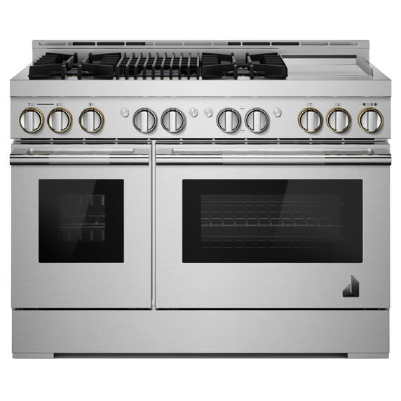 Jennair® 48" RISE™ Gas Professional-Style Range with Chrome-Infused Griddle and Infrared Grill JGRP748HL