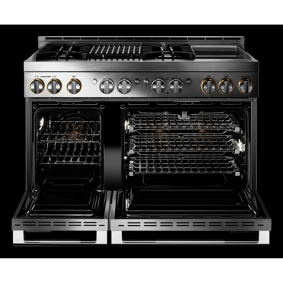 Jennair® 48" RISE™ Gas Professional-Style Range with Chrome-Infused Griddle and Infrared Grill JGRP748HL