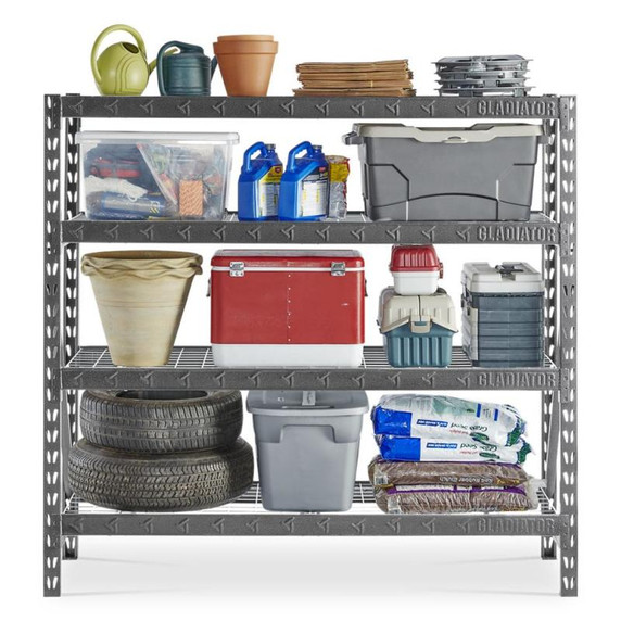 Gladiator® 77" Wide Heavy Duty Rack with Four 24" Deep Shelves GARS774XEG