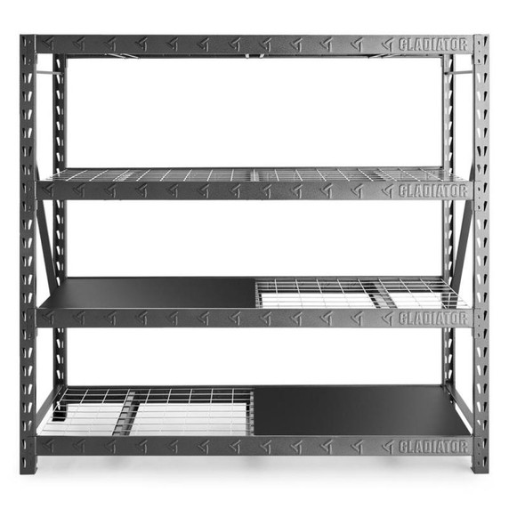 Gladiator® 77" Wide Heavy Duty Rack with Four 24" Deep Shelves GARS774XEG