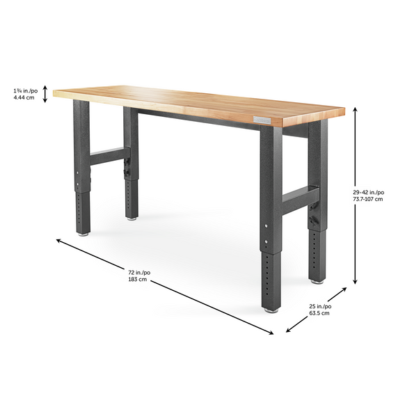 Gladiator® 6' Adjustable Height Hardwood Workbench GAWB06HWEG