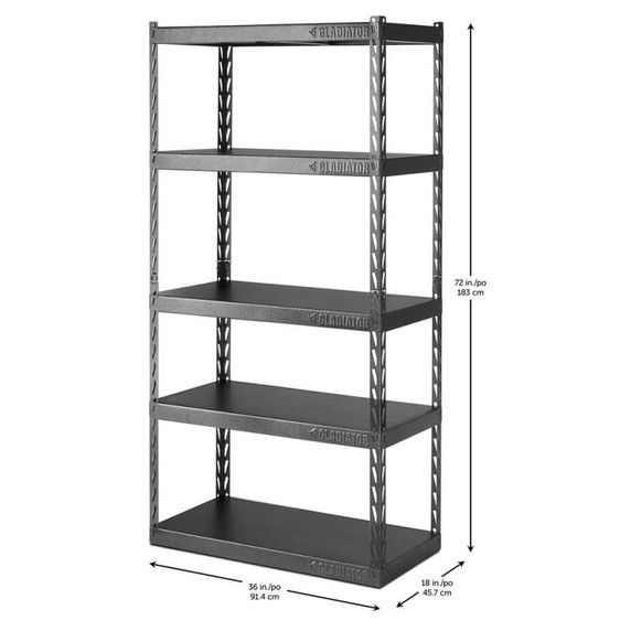 Gladiator® 36" (76.2 cm) Wide EZ Connect Rack with Five 18" (45.7 cm) Deep Shelves YGRK365TGG