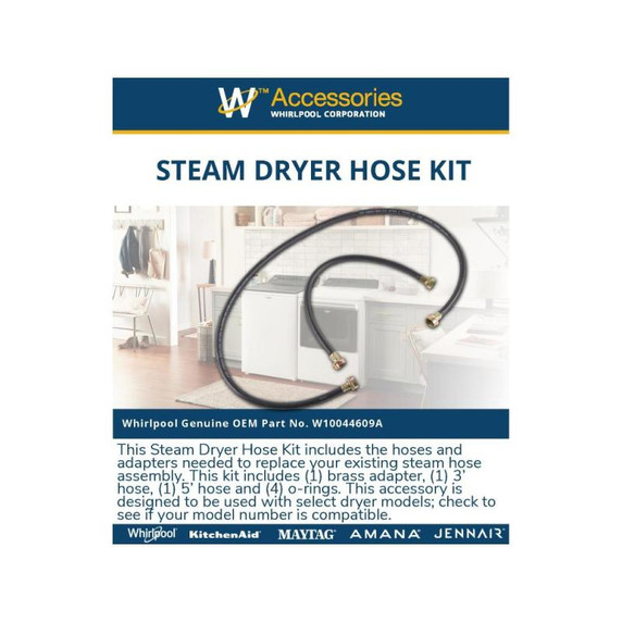 Hose Kit for Steam Dryer - (1) 3' hose, (1) 5' hose W10044609A