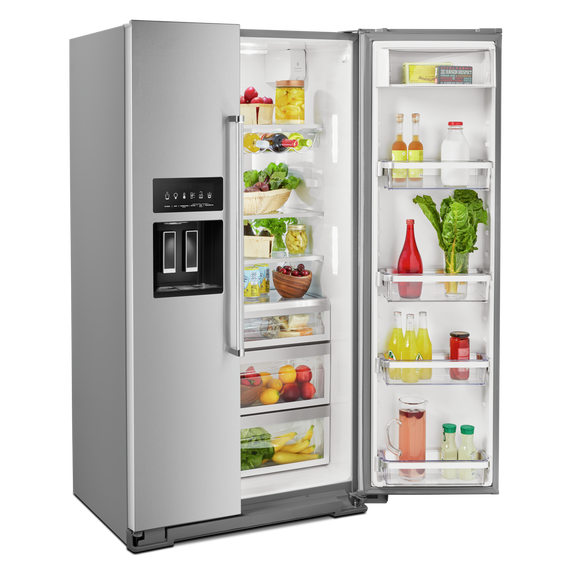 OPEN BOX Kitchenaid® 19.9 cu ft. Counter-Depth Side-by-Side Refrigerator with Exterior Ice and Water and PrintShield™ finish KRSC700HPS