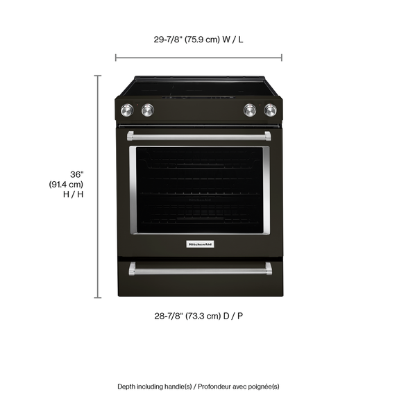 OPEN BOX Kitchenaid® 30-Inch 5-Element Electric Slide-In Convection Range YKSEG700EBS