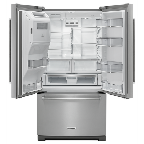 OPEN BOX 26.8 cu. ft. 36-Inch Width Standard Depth French Door Refrigerator with Exterior Ice and Water  KRFF507HPS