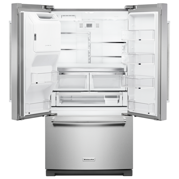 OPEN BOX 26.8 cu. ft. 36-Inch Width Standard Depth French Door Refrigerator with Exterior Ice and Water  KRFF507HPS