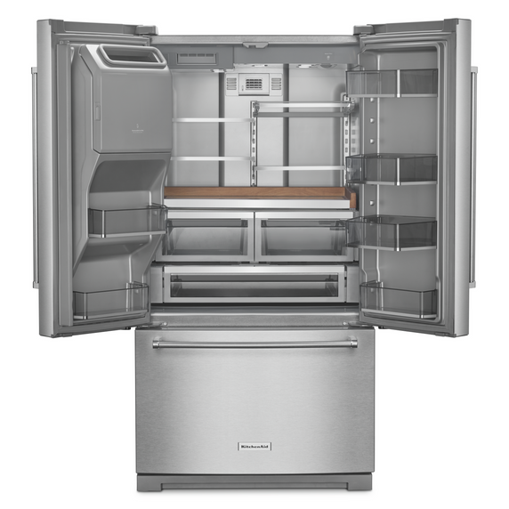 OPEN BOX Kitchenaid® 26.8 Cu. Ft. Standard-Depth French Door Refrigerator with Exterior Ice and Water Dispenser KRFF577KPS