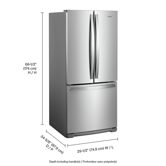 OPEN BOX Whirlpool® 30-inch Wide French Door Refrigerator - 20 cu. ft. WRF560SFHZ