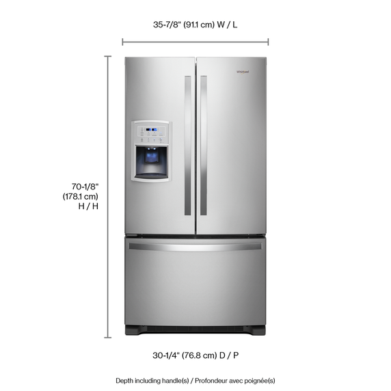 OPEN BOX 36-inch Wide Counter Depth French Door Refrigerator - 20 cu. ft.  WRF550CDHZ