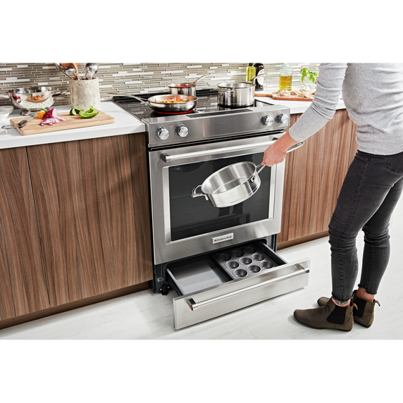 OPEN BOX Kitchenaid® 30-Inch 5-Element Electric Slide-In Convection Range YKSEG700ESS*