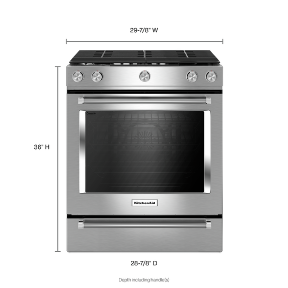 OPEN BOX Kitchenaid® 30-Inch 5-Burner Gas Slide-In Convection Range KSGG700ESS*