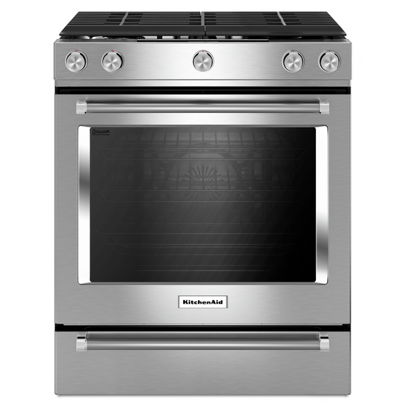 OPEN BOX Kitchenaid® 30-Inch 5-Burner Gas Slide-In Convection Range KSGG700ESS*