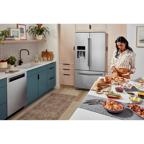 "OPEN BOX Kitchenaid® 26.8 Cu. Ft. Standard-Depth French Door Refrigerator with Exterior Ice and Water Dispenser KRFF577KPS