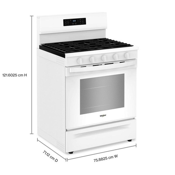 Whirlpool® 30-inch Gas Range with Air Fry and Air Baking, Self Cleaning, Rapid Preheat 5.0 CuFt Capacity WFGS5030RW