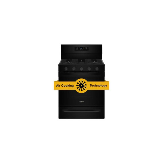 Whirlpool® 30-inch Gas Range with Air Fry and Air Baking, Self Cleaning, Rapid Preheat 5.0 CuFt Capacity WFGS5030RB