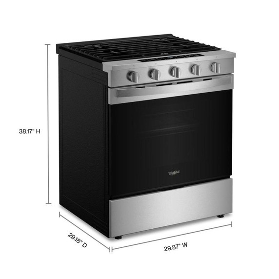 Whirlpool® 30-inch Smart Slide In Gas Range with True Convection, No Preheat Air Fry, Steam/Self Clean and High Speed Preheat WSGS7530RZ