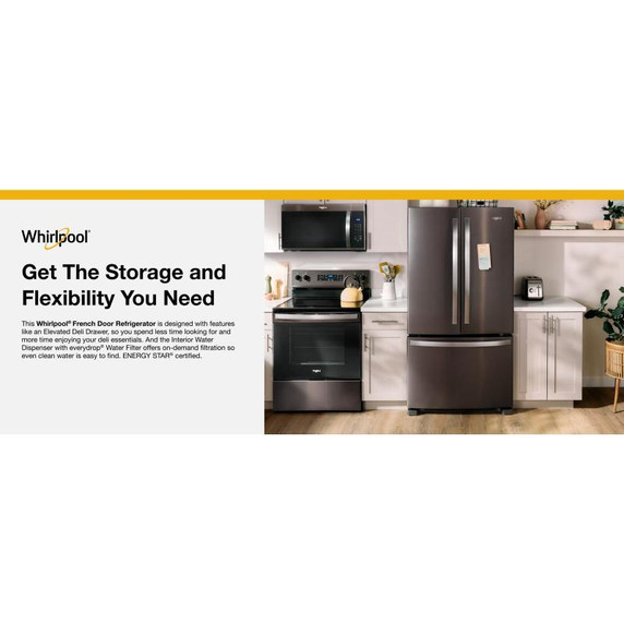 Whirlpool® 36-Inch Wide Counter-Depth French Door Bottom Mount Refrigerator - 20 cu. ft. WRFC2036RV